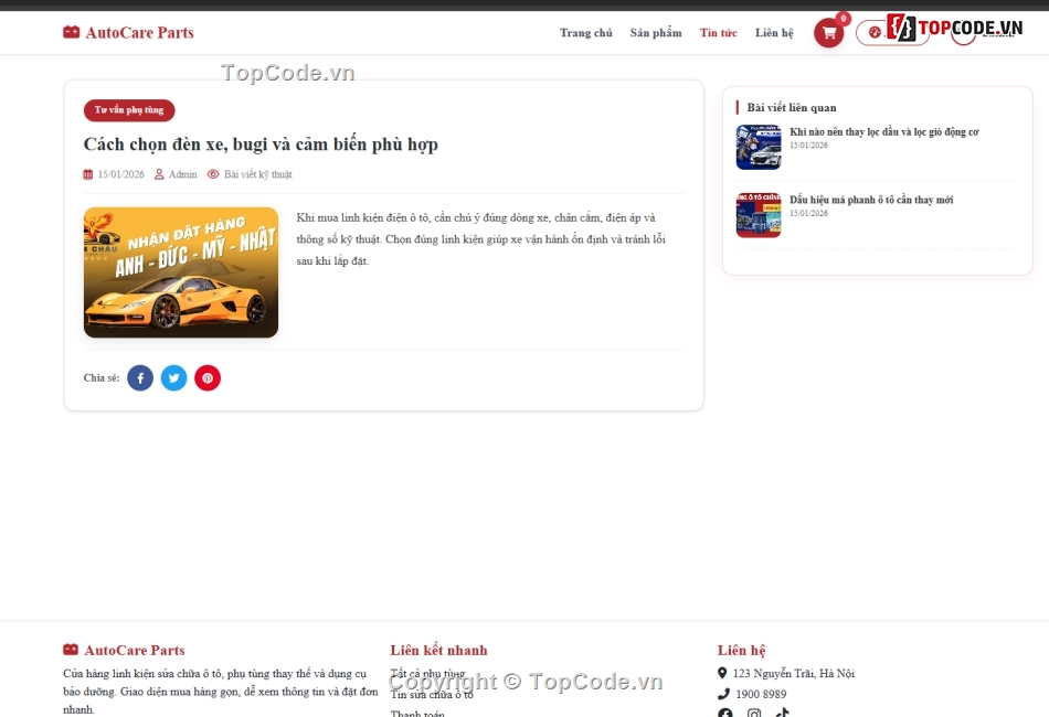 web bán linh kiện,website bán ô tô,website